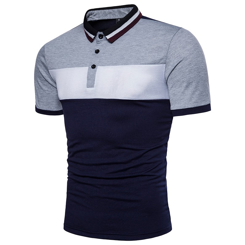 Download summer stripe hit color casual polo collar short sleeve ...