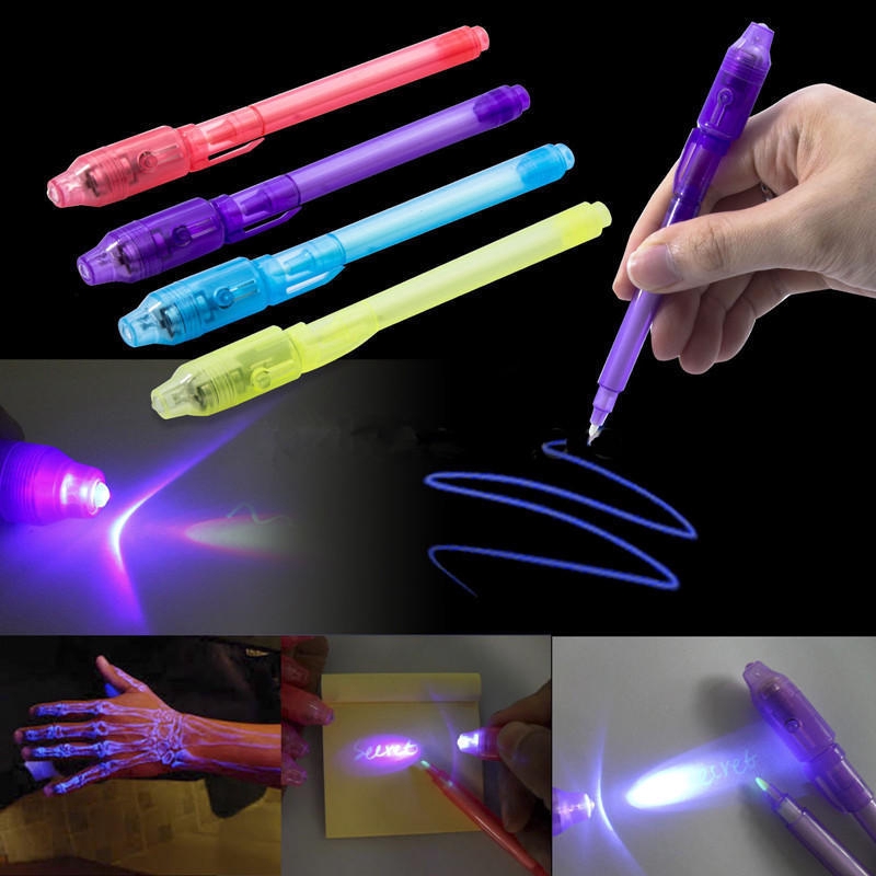 1pcs Invisible Ink Spy Pen Built in UV Light Magic Marker Secret Message Gadgets