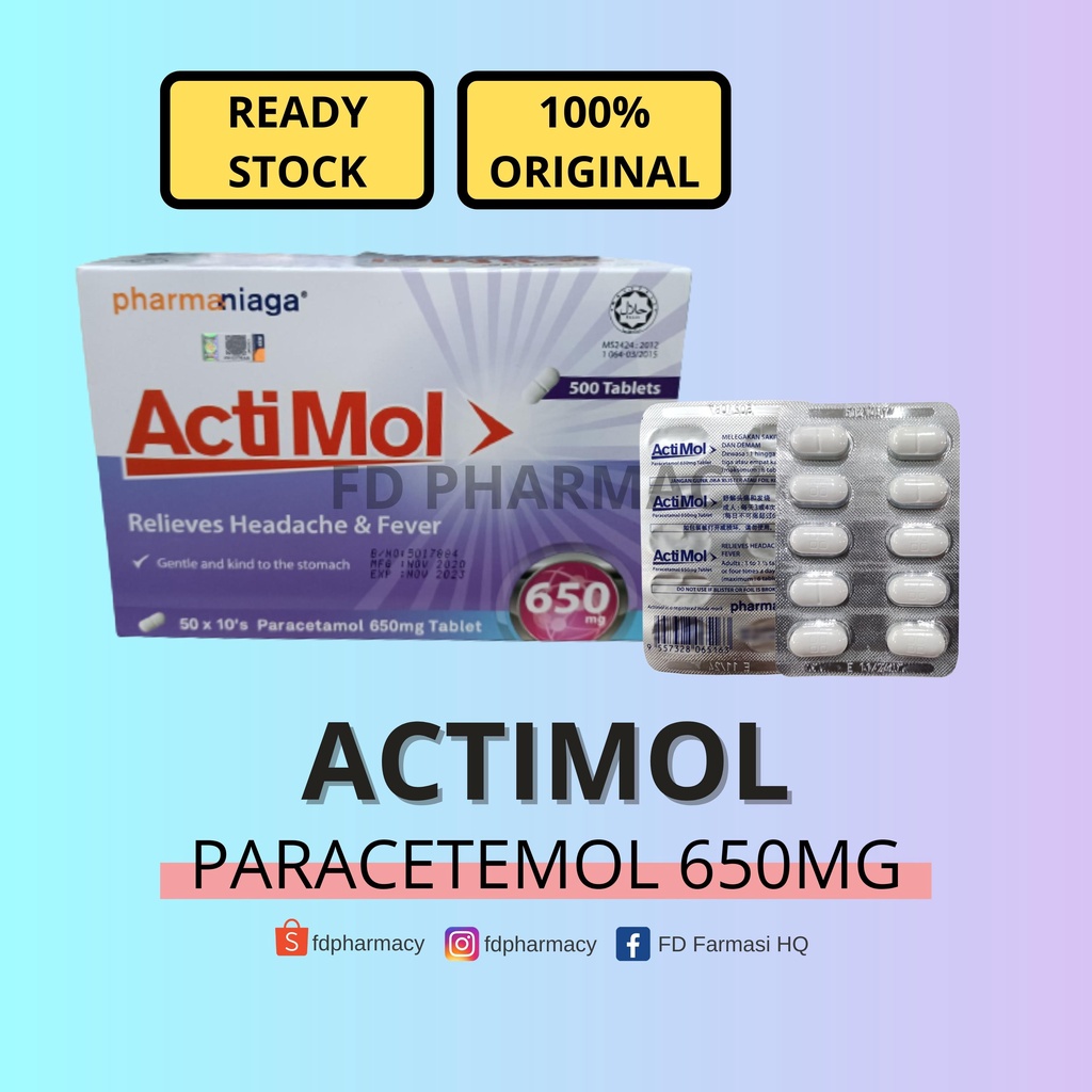 [READY STOCK] Pharmaniaga Paracetamol ActiMol 650mg 10 Biji Demam ...