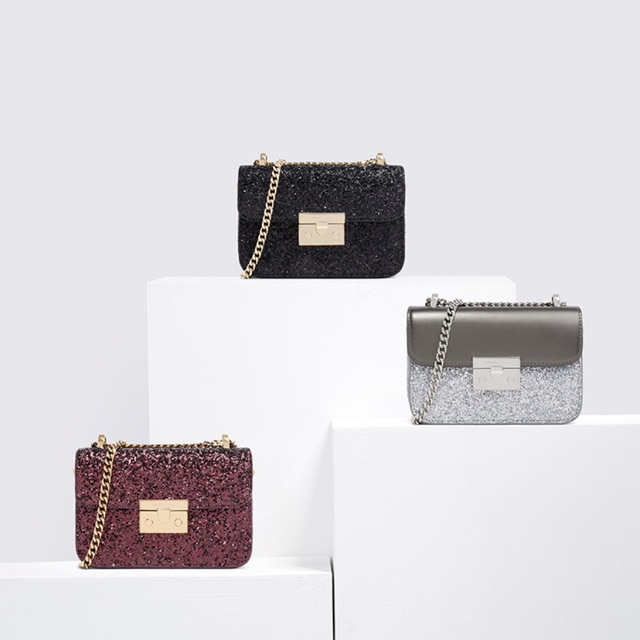 charles and keith glitter sling bag