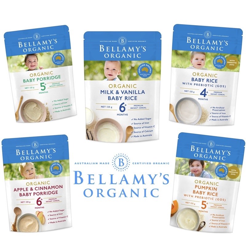 Bellamy's Organic Baby Rice With Prebiotic 4+/ 5 /6 Months 125g