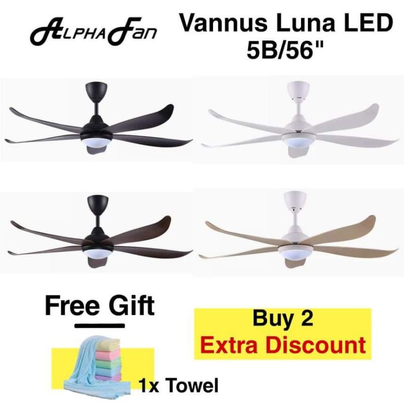 ALPHA VANNUS LUNA LED 5B/56" DC REMOTE CEILING FAN ...