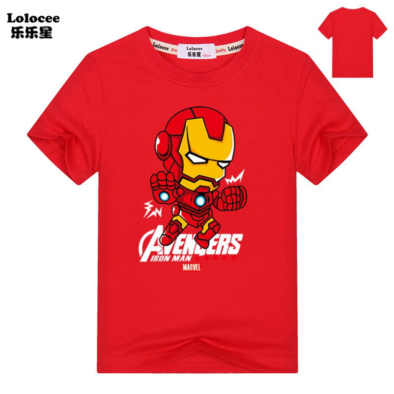 Toddler Boys' Iron Man Short Sleeve Cotton T-Shirt Kids Cartoon Graphic Tee  | Shopee Malaysia