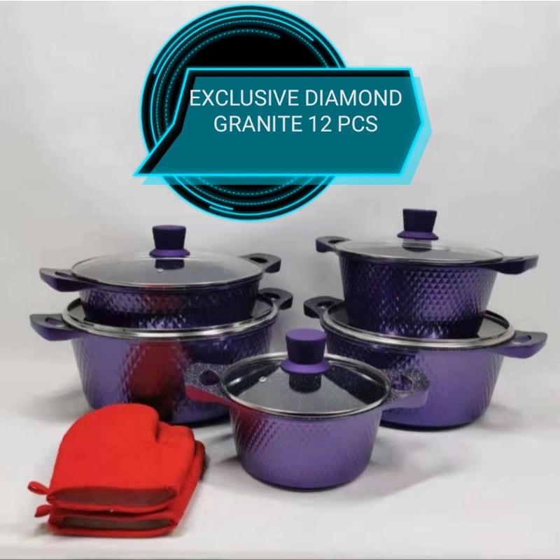 dessini 12 pcs diamond granite cookware set Shopee Malaysia