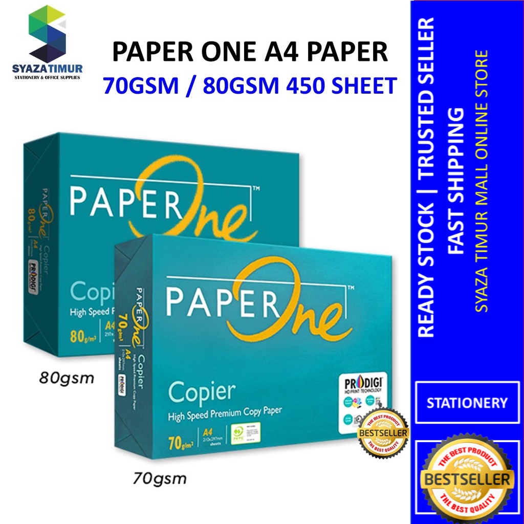 Paper One A4 Paper 70GSM/80GSM 450's / Kertas Fotostat / Kertas Putih