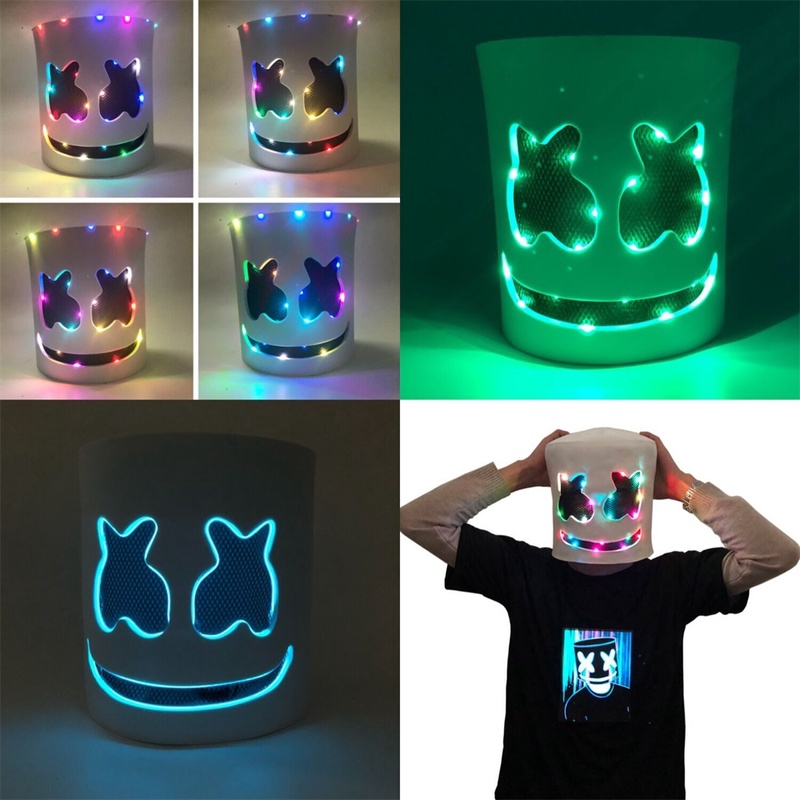 DIY LED  Marshmallow Mask Cosplay Halloween Mask Prop Party DJ Masks for Bars