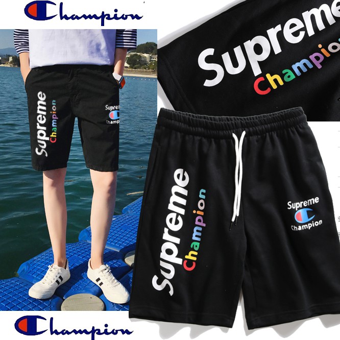 champion x supreme shorts