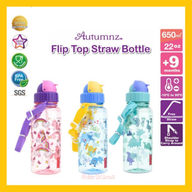 Autumnz - Flip Top Straw Bottle 650ml /22oz | Shopee Malaysia