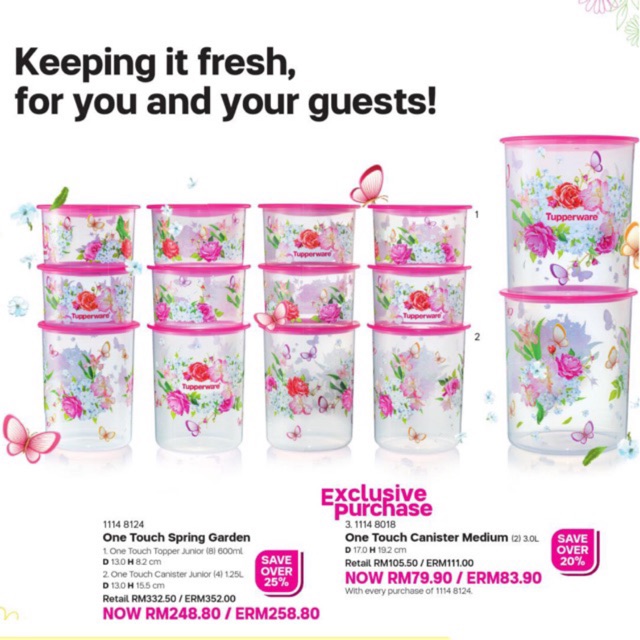 Tupperware One Touch Spring Garden / Pink Blossom