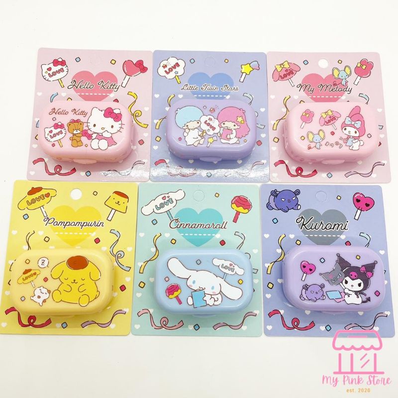 Cute Cartoon Hello Kitty My Melody Kuromi Contact Lens Case Set with Mirror  Pompompurin Pocket Contact Lens Box | Shopee Malaysia