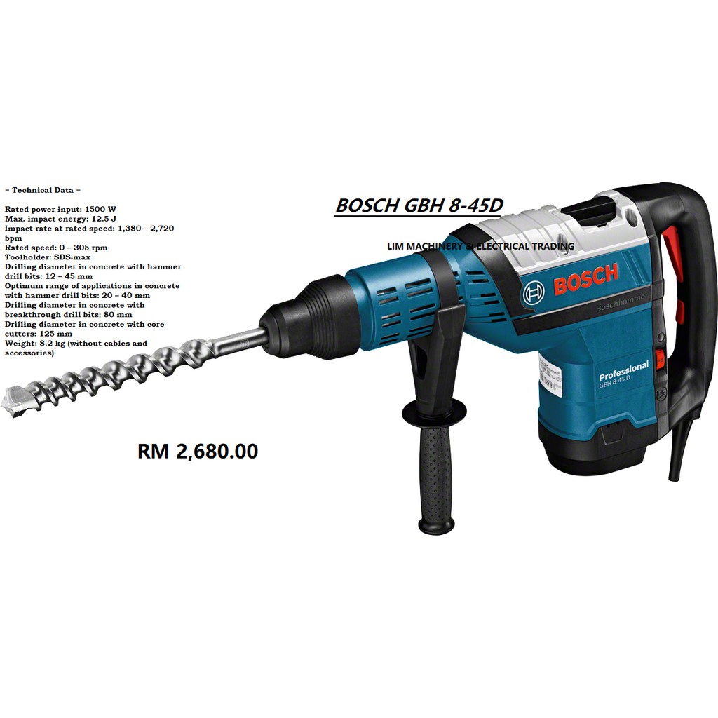 Bosch Rotary Hammer With Sds Max Gbh 8 45 D Professional Shopee