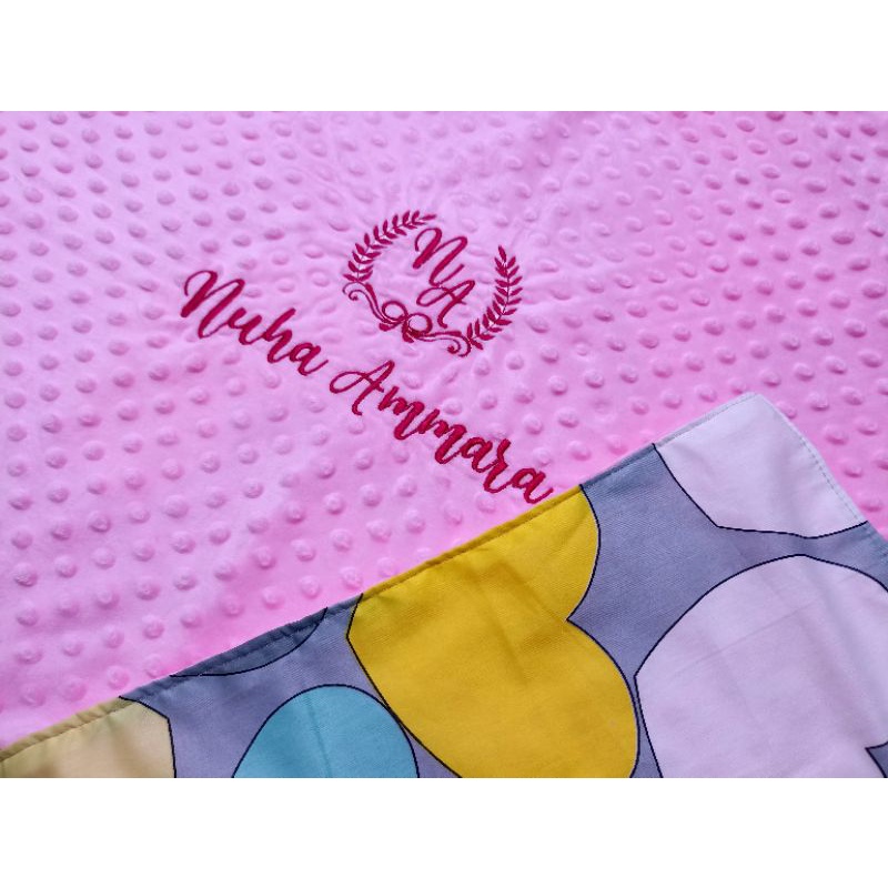 Handmade Personalized Baby Blanket / selimut bayi sulam nama handmade