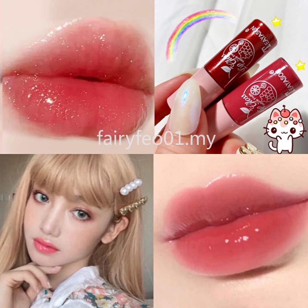 Transparent lip gloss, cute waterproof lip gloss makeup, glitter lip