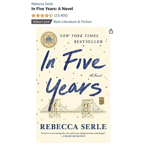 In Five Years: A Novel by Rebecca Serle. Tiktok Made Me Buy It. Booktok, Bookstagram, buku viral