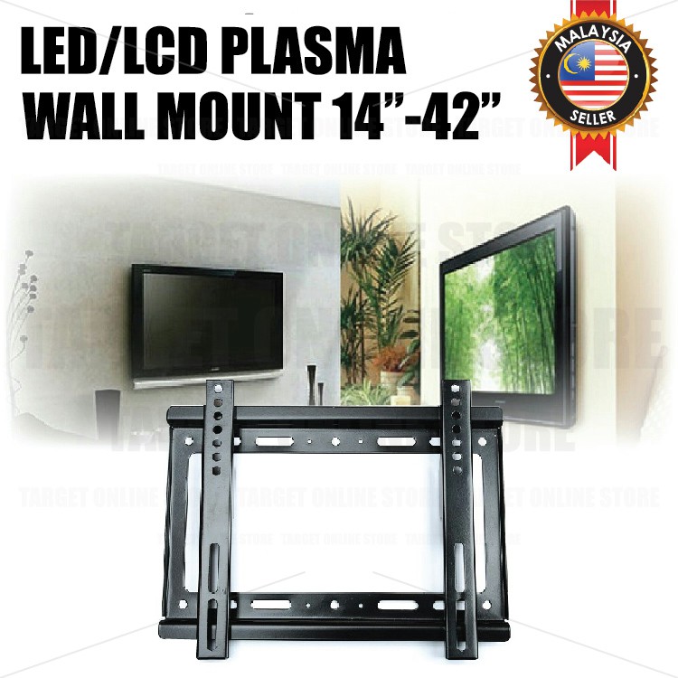 Tv Wall Mount Bracket Plasma Lcd Led Flat Panel 14 42 Braket Tv Shopee Malaysia