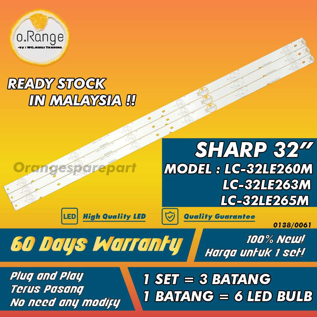 New 1set Lc 32le260m Lc 32le263m Lc 32le265m Sharp 32 Led Tv Backlight Lc 32le260 Lc 32le263 Lc 32le265 Shopee Malaysia