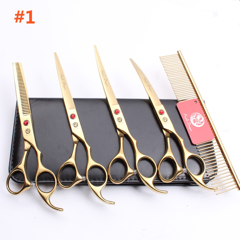 7 Gold Hair Scissors Hairdressing Cutting Shears Thinning