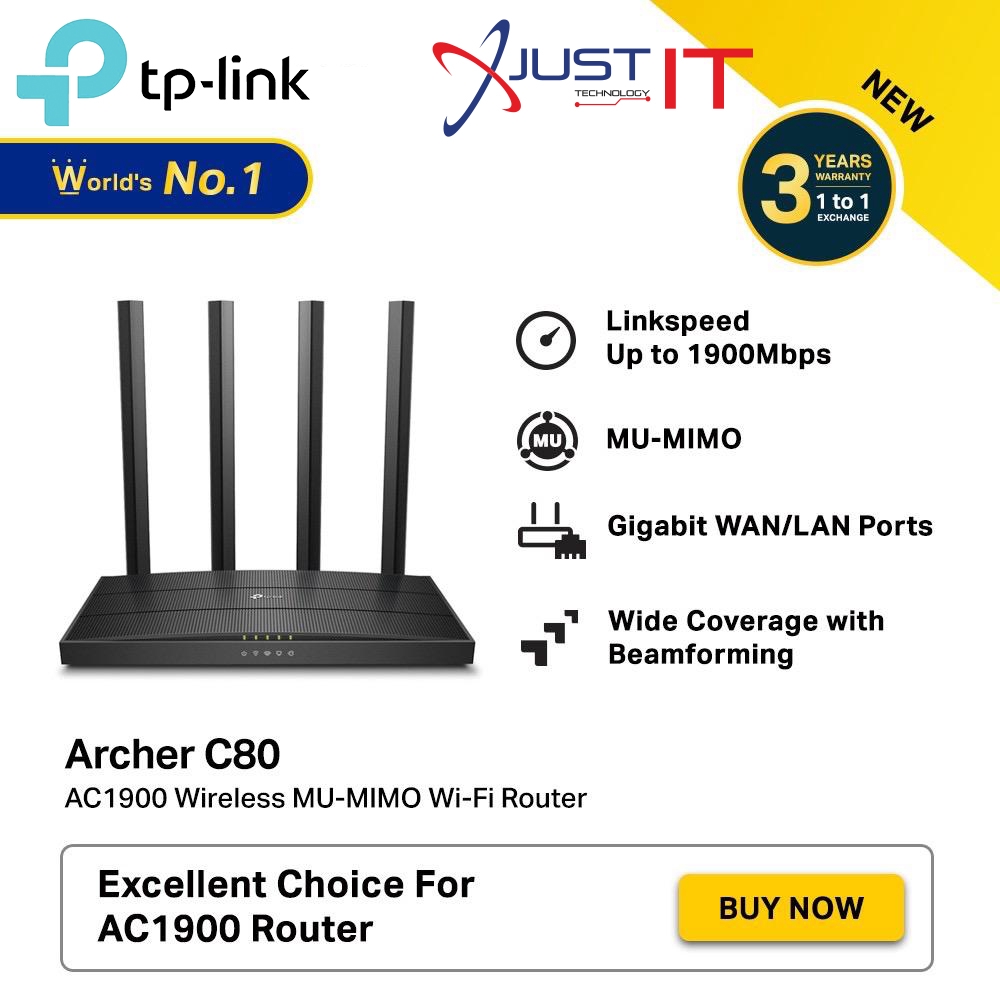 TP-LINK ARCHER C80 AC1900 DUAL-BAND MU-MIMO GIGABIT WIFI ROUTER ...