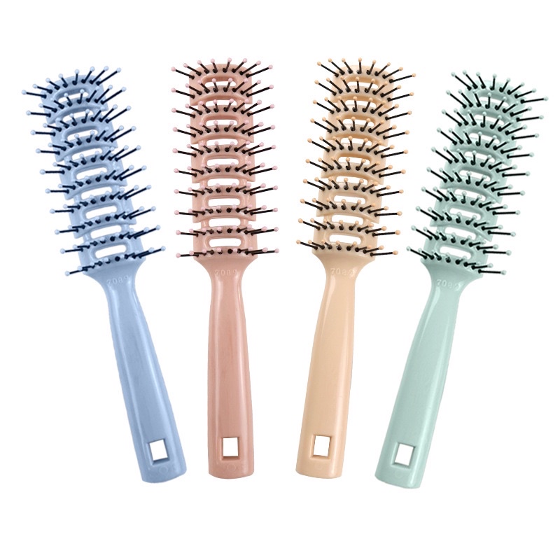Semi-circular comb for detangling and styling hair