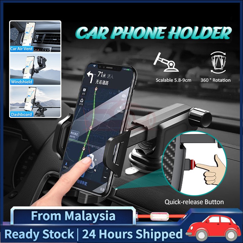 Car Phone Stand Holder 360° Rotating Adjustable Super Strong Car Phone ...