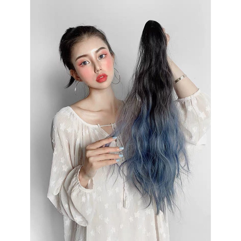 Ready Stock Fake Ponytail Curly Gradient Big Wave Long 