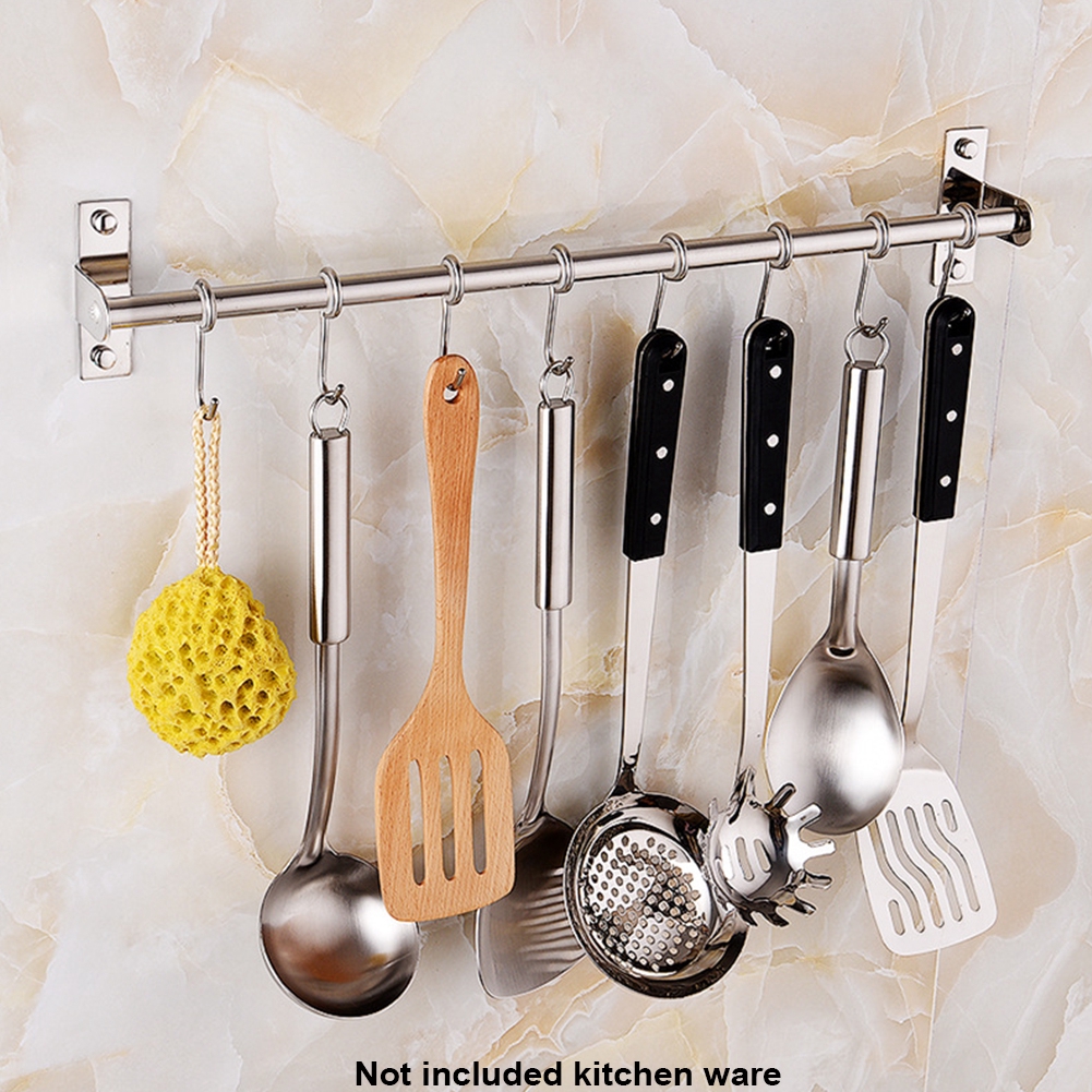 6hook Wall Mounted Stainless Steel Utensils Hanger Holder 1pc For Kitchen Home Shopee Malaysia