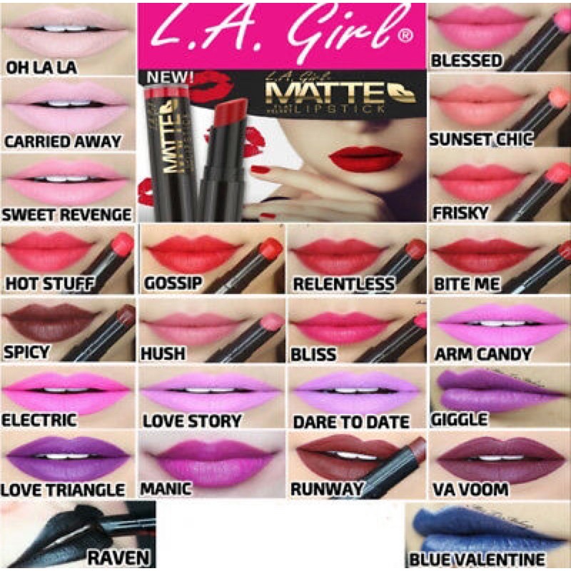 La Girl Matte Velvet Lipstick Swatches