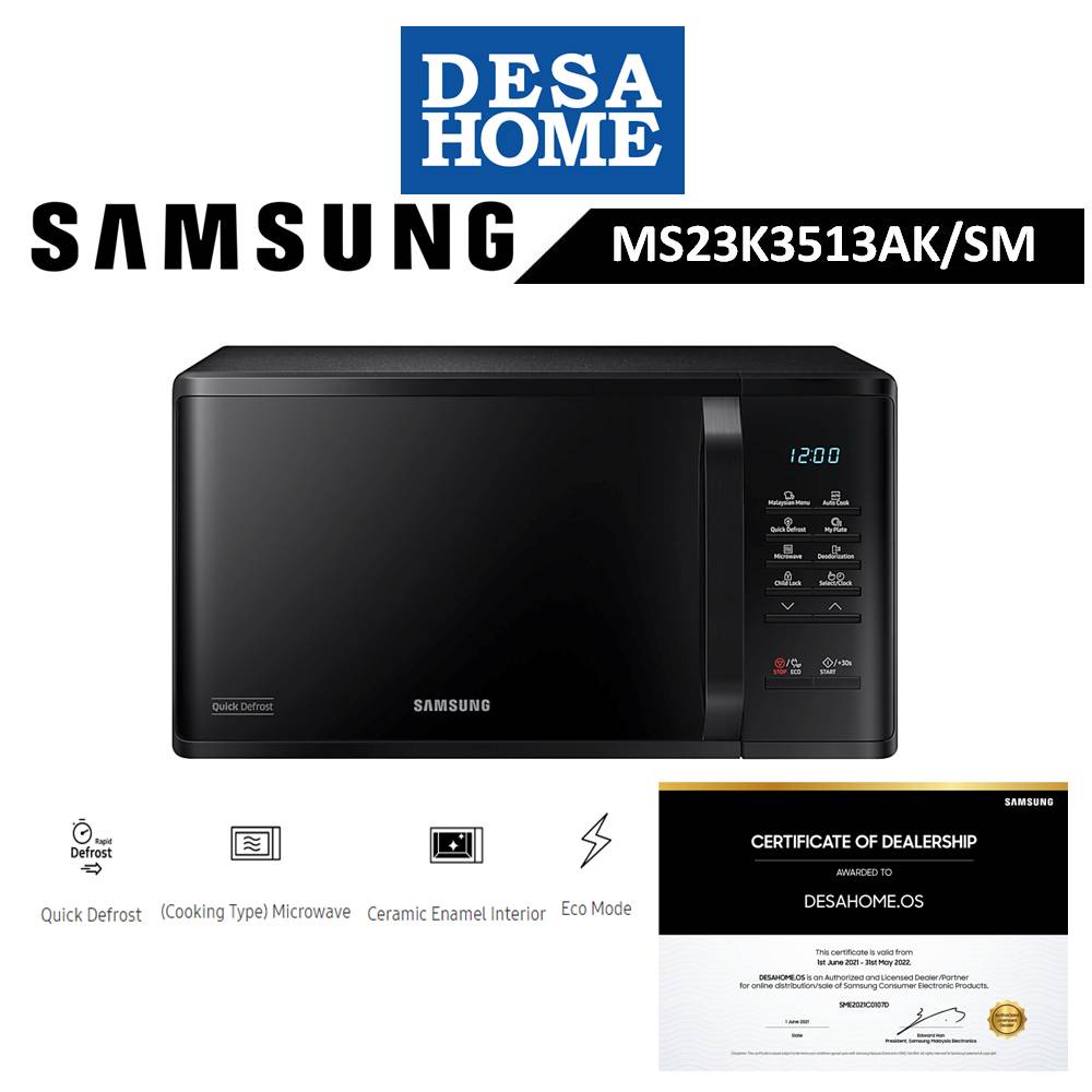 Samsung MS23K3513AK Solo Microwave Oven w/ Quick Defrost (23L