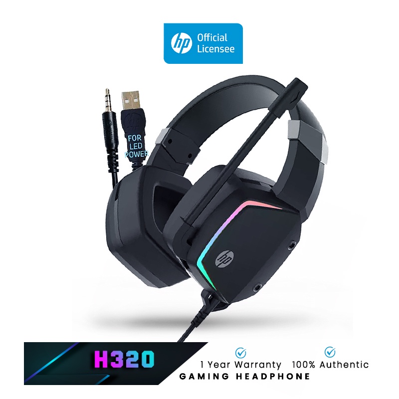 HP H320 / H320GS Over Ear Headphone with Mic Jack/USB (3.5mm) Shopee