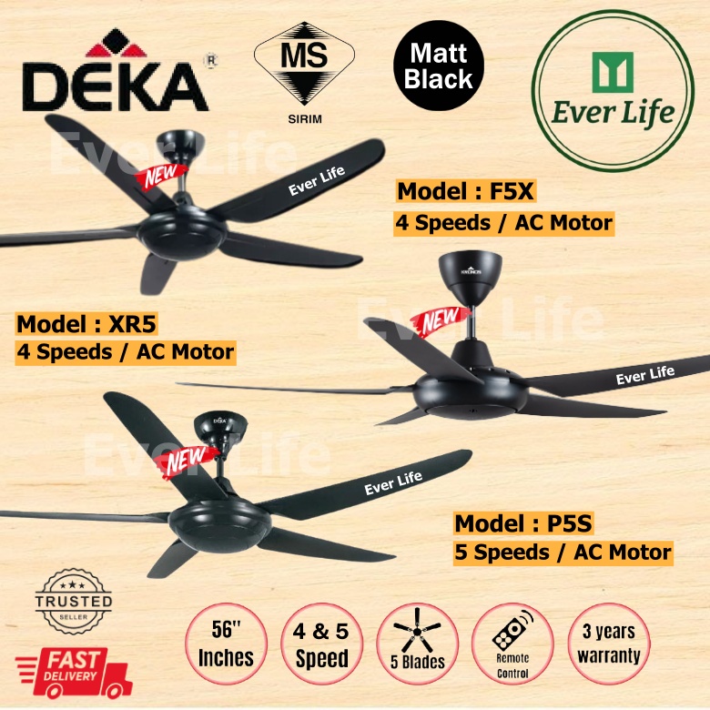 DEKA XR5 / XR10 56 Black / DEKA KROSNOS F5DC 5 Blades Ceiling Fan with