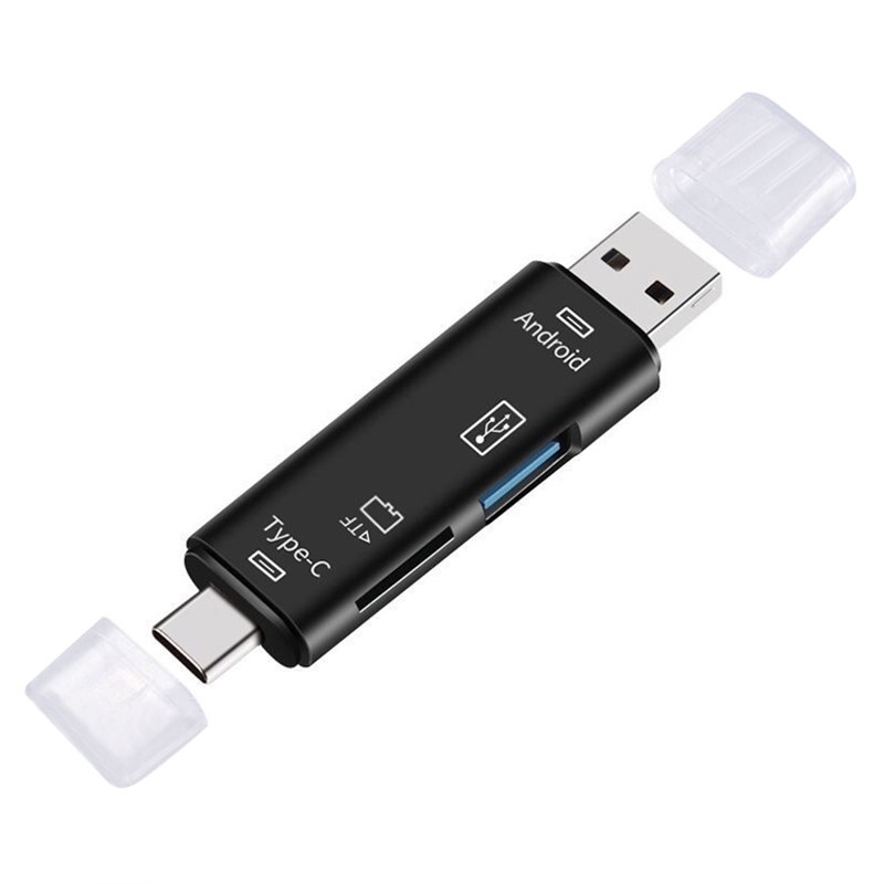 FREE GIFT [Ready Stock] 5 In 1 Multifunctional OTG Card Reader iP Type-c / Micro SD / SD Car