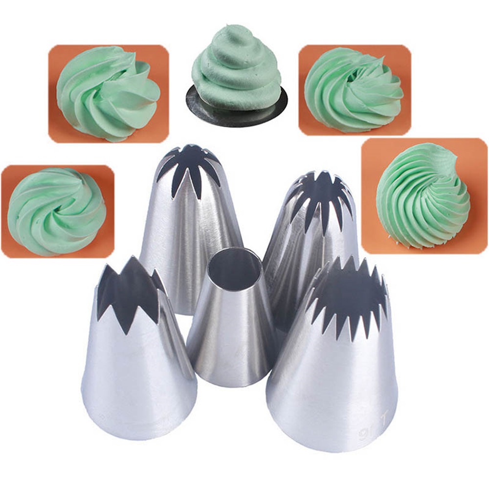 5Pcs Cakes Decoration Set Cookies Supplies Russian Icing Piping Pastry Nozzle Stainless Steel Kitchen Gadgets Fondant Decor