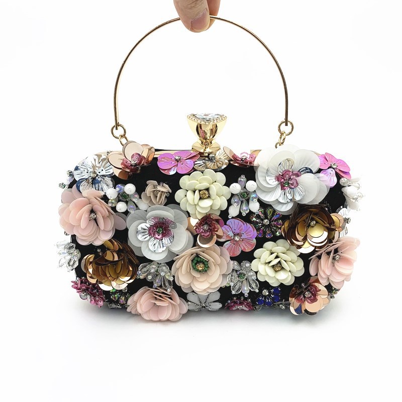 New Handmade Flower the Dinner Party Dress Clutch Women's Bridal Evening Wear Beaded Bag