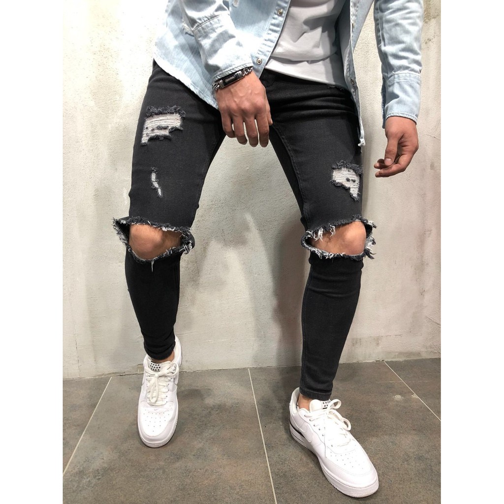 ripped knee joggers mens