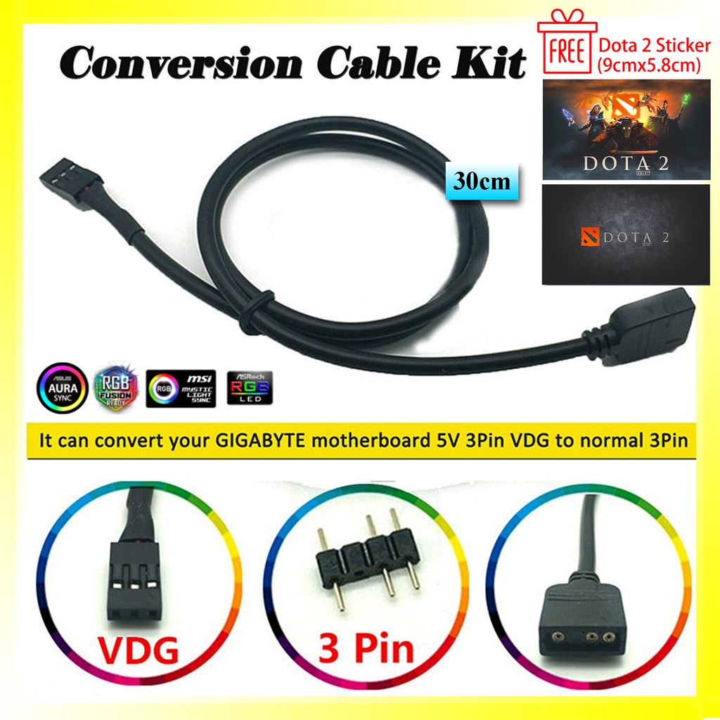New 5V 3PIN RGB VDG Conversion Line Cable Connector Kit for GIGABYTE