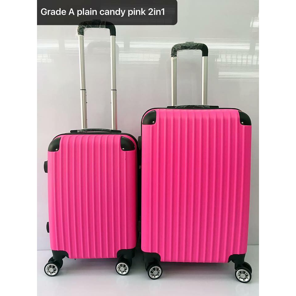 pink luggage