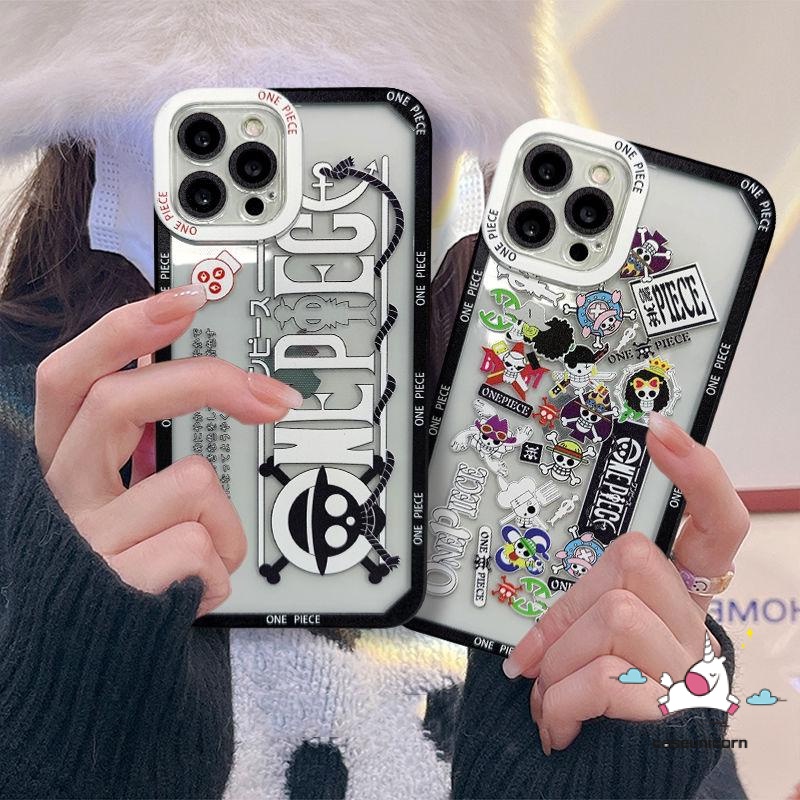 Fashion Cartoon One Piece Case for iPhone 7plus X XR XS Max 14 11 12 13 pro max 6 6s 7 8 plus SE 2020 Transparent Soft Tpu Anti-fall Camera Protector Back Full Cover