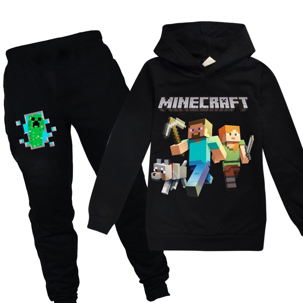 Spot Minecraft Game Pattern Hoodies Unisex Sweatshirt Kids Clothes Set Trousers Girl Big Boy Christmas Clothes Suit 4 14year Shopee Malaysia - 2020 3 14years tops roblox t shirt boys hoodies girls sweatshirt