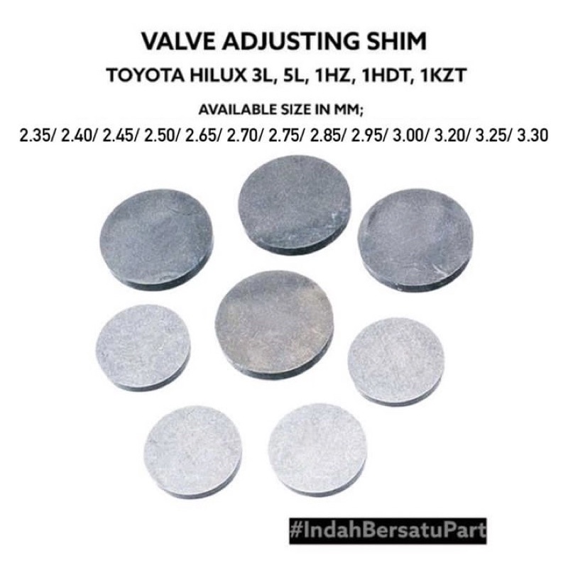 TOYOTA HILUX 3L, 5L, 1HZ, 1HDT, 1KZT TOYOTA VALVE ADJUSTING SHIM ...