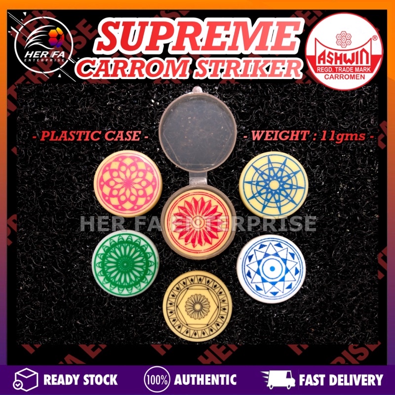 ASHWIN Supreme Carrom Striker 100%ORIGINAL (Plastic Case) 11gms