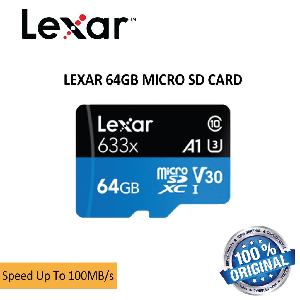 Lexar 64gb U3 Micro Sd Card With Card Adapter Class 10 633x Microsdxc Uhs I Memory Card Shopee Malaysia