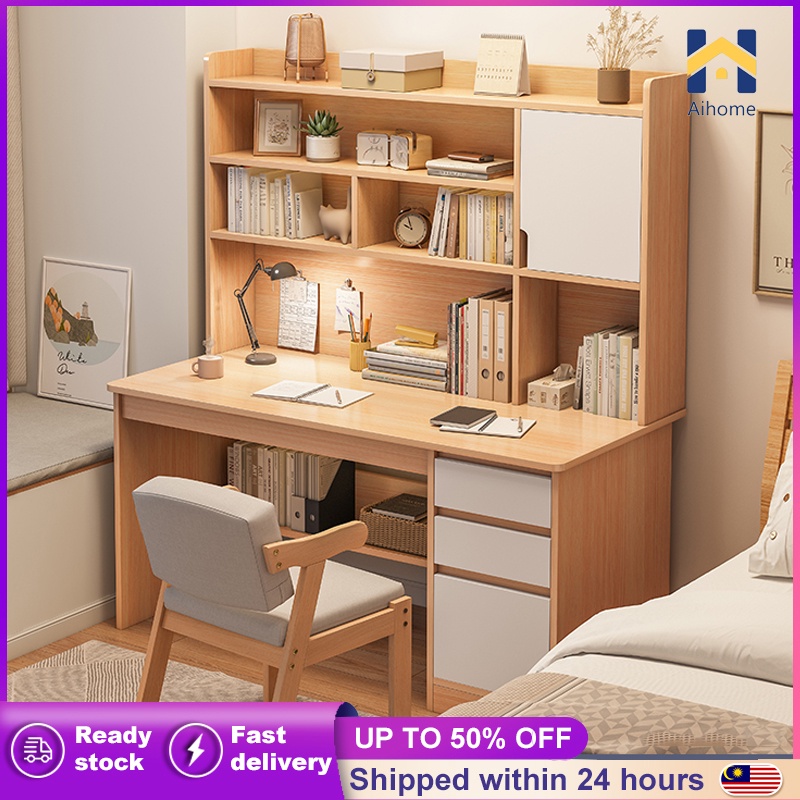 AH Computer Table & Book Shelf Study Table & Drawer Modern