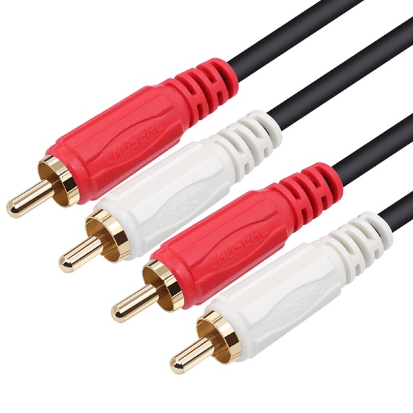 Choseal 10m 2 RCA Male to Male Red White Plug Gold Plated Stereo Audio ...