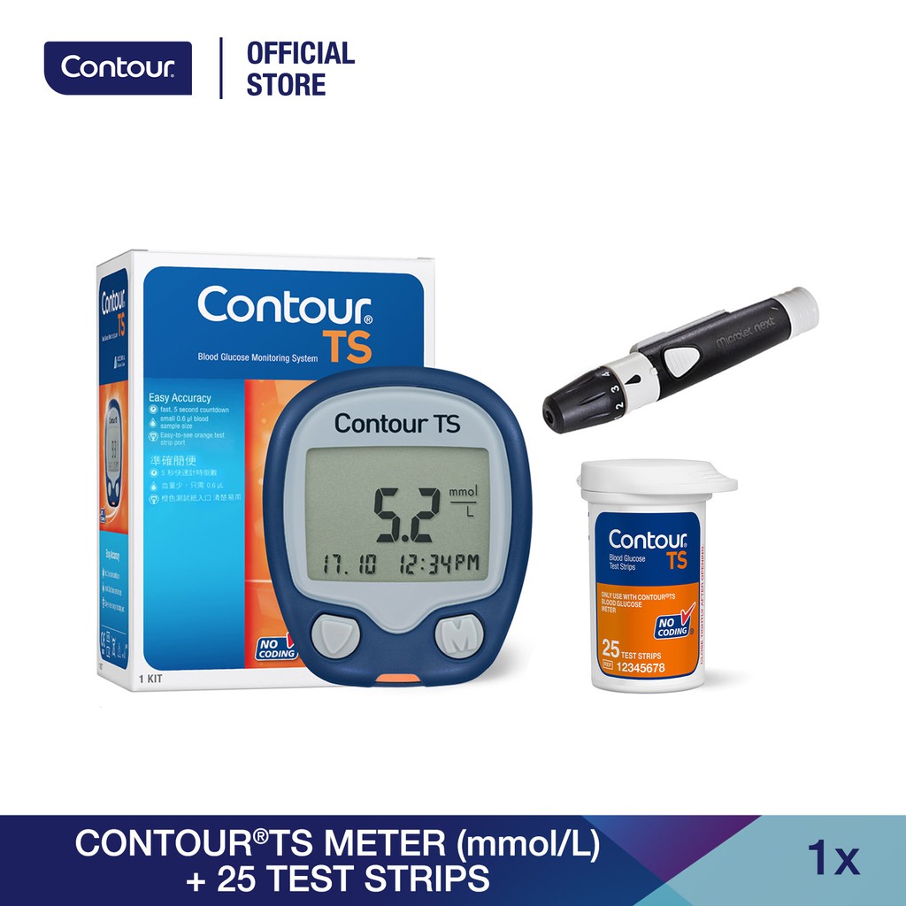 Contour TS Blood Glucose Meter Kit with 25's Test Strip Shopee Malaysia