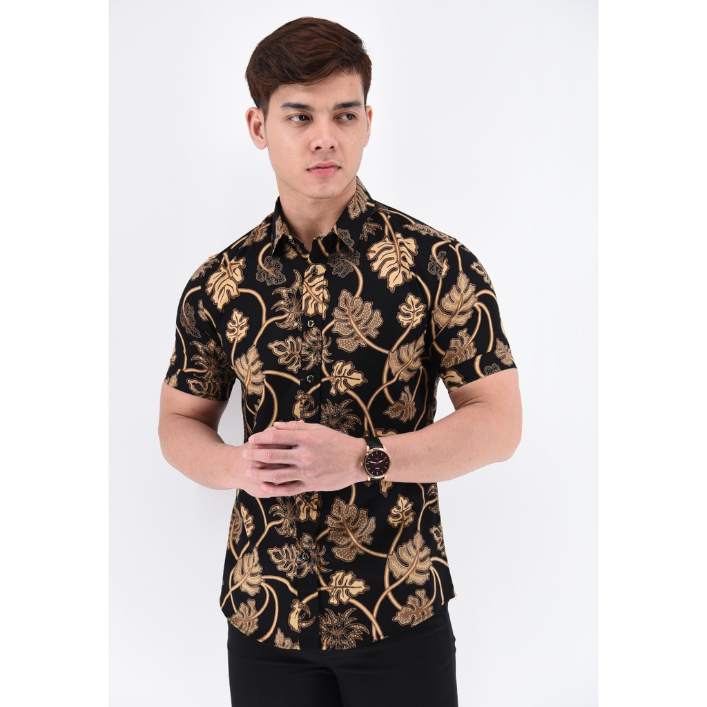  KEMEJA  BATIK  LENGAN PENDEK RBS02 012 BLACK BROWN 