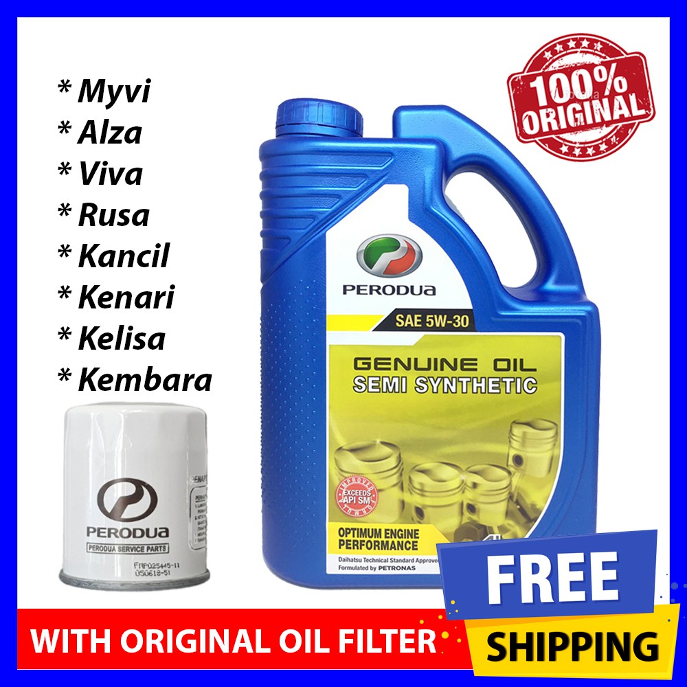 (With Perodua Oil Filter) PERODUA 5W30 Semi Synthetic 