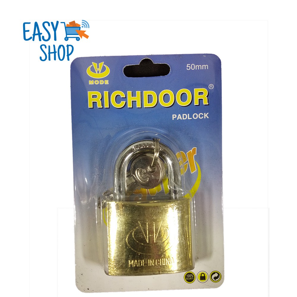 RichDoor Heavy Duty Padlock 50mm with 3 Iron Keys