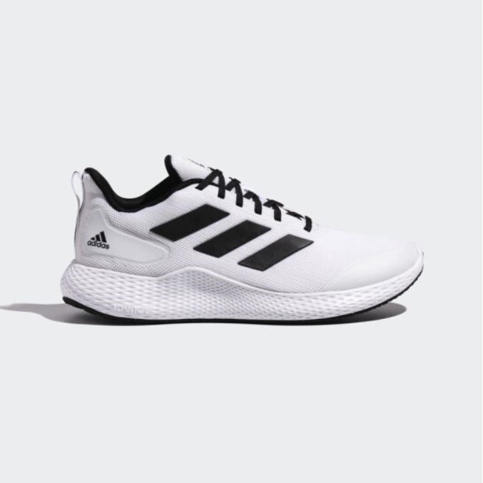 white tennis shoes with black stripes