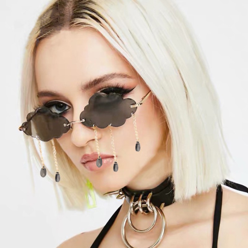 Unique Cloud Shape Metal Sunglasses with Drop Pendants Shades UV400 Summer Eyewear Speck mata