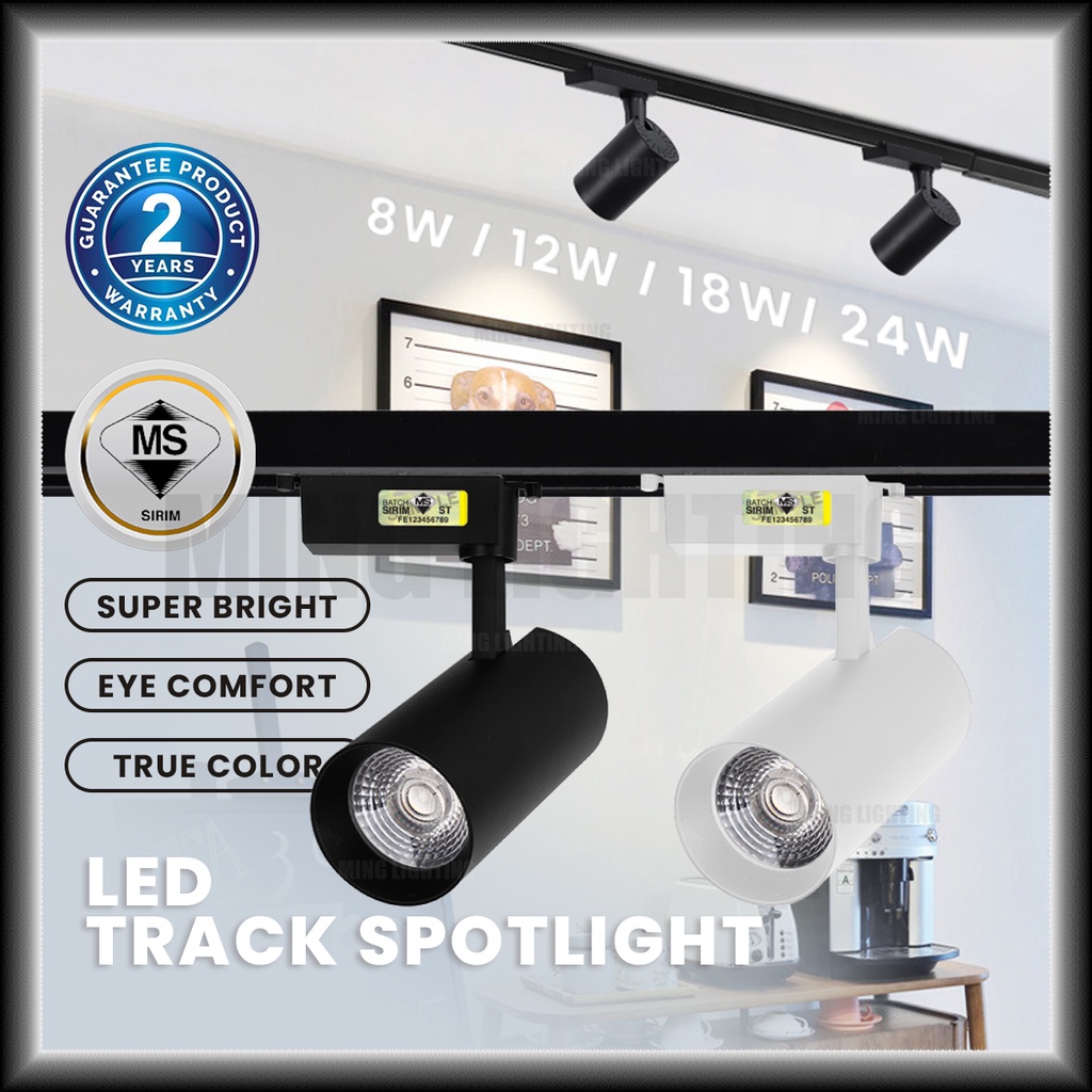 (sirim) Led Track Light Cob Spotlight 8w 12w 18w 24w Ceiling Lights 